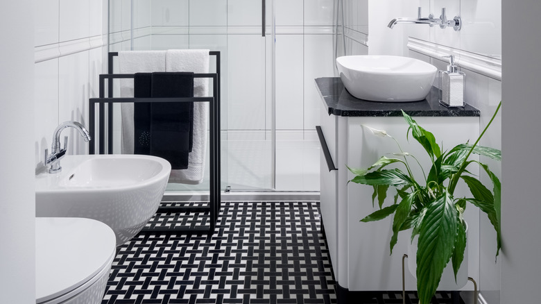 black and white checkered tiles