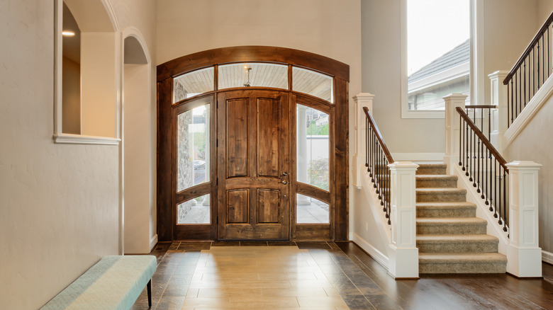 arched doorway with windows