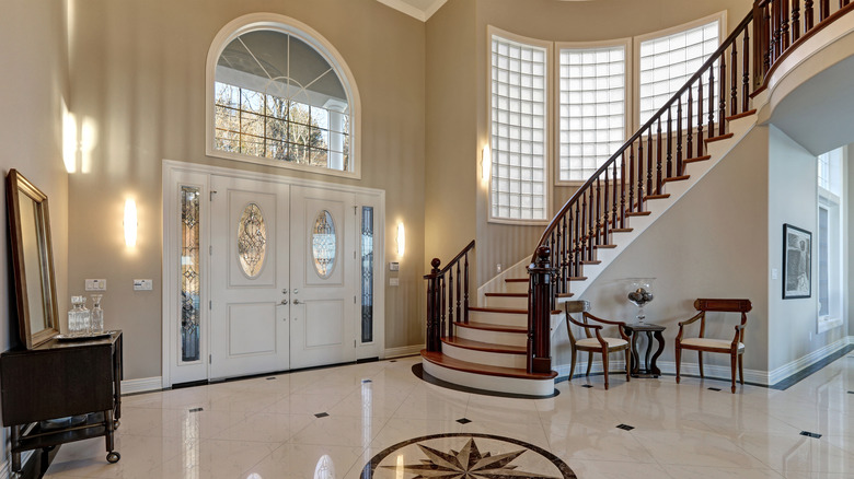 large windows along staircase