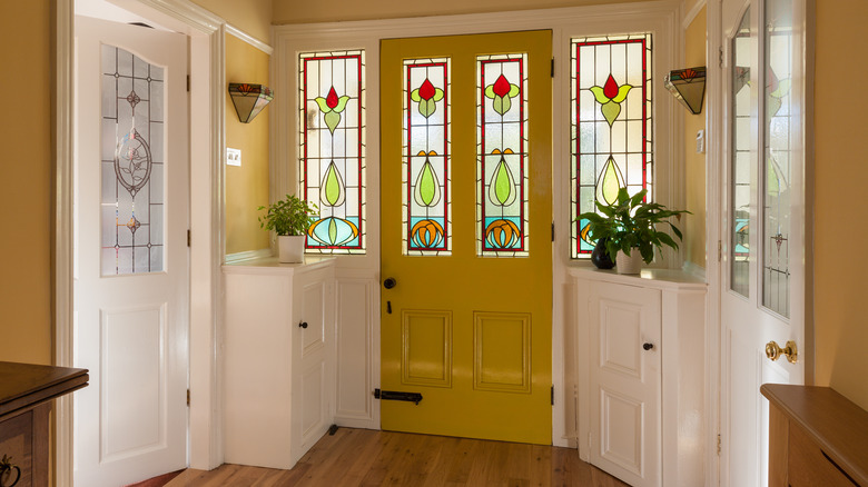 stained glass in entryway windows