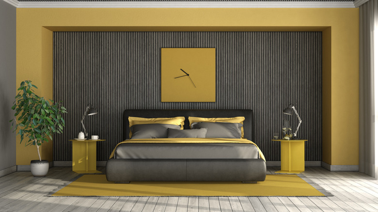 Black and yellow bedroom