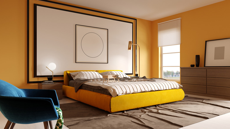 Minimal yellow bedroom