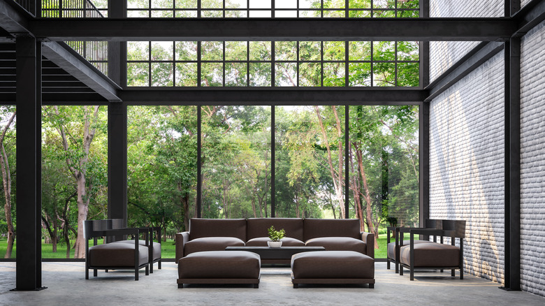 Living area with glass walls