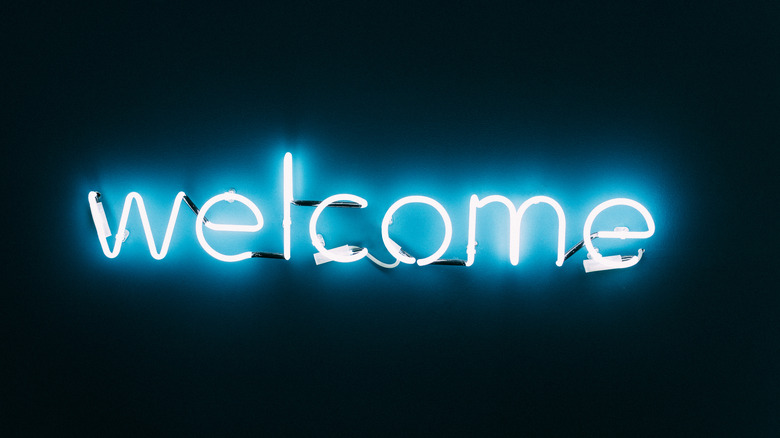 Neon welcome sign