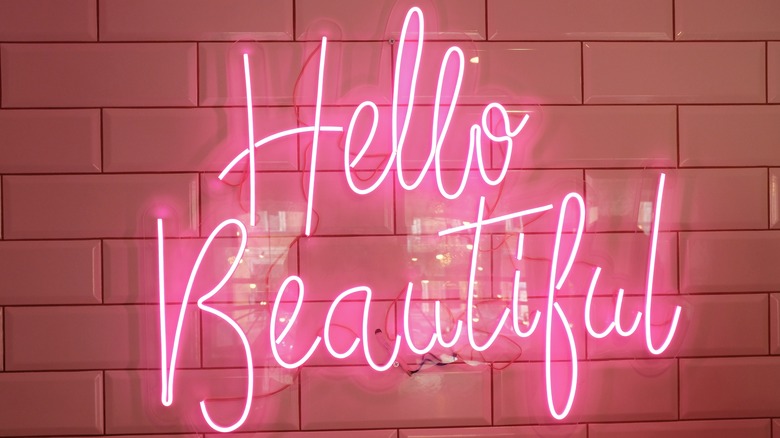 Hello beautiful pink neon sign