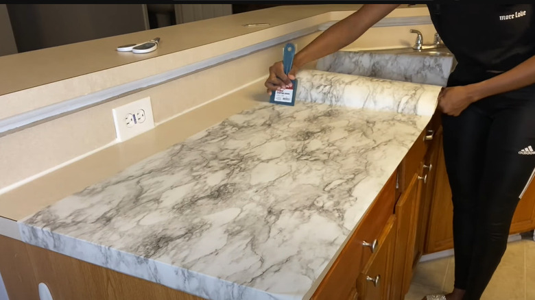 installing contact paper on countertop