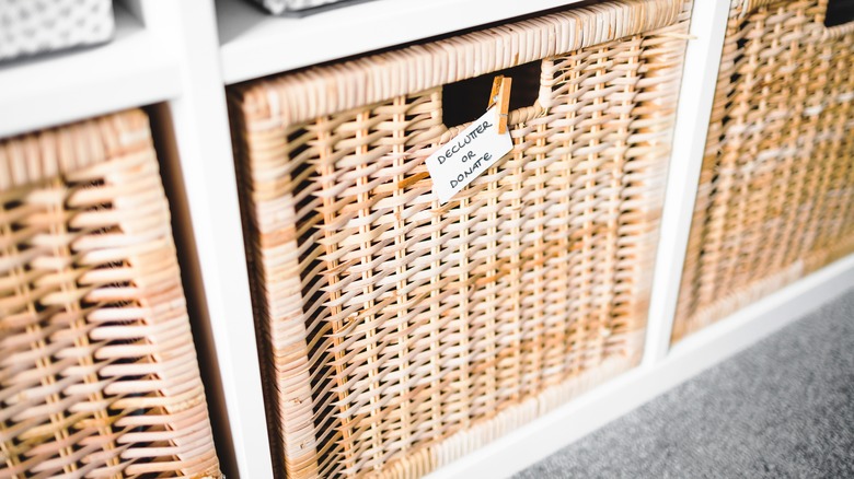 label on wicker basket