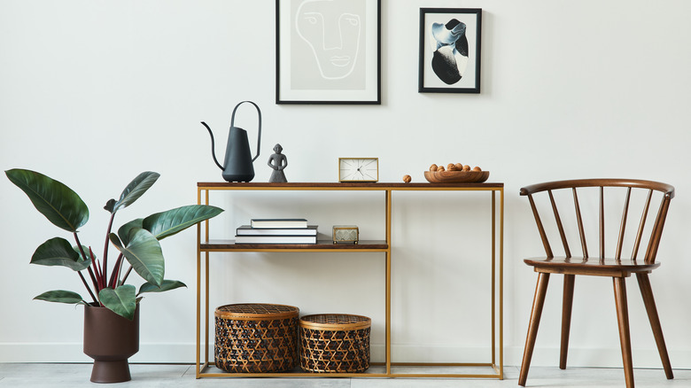 console table with a shelf