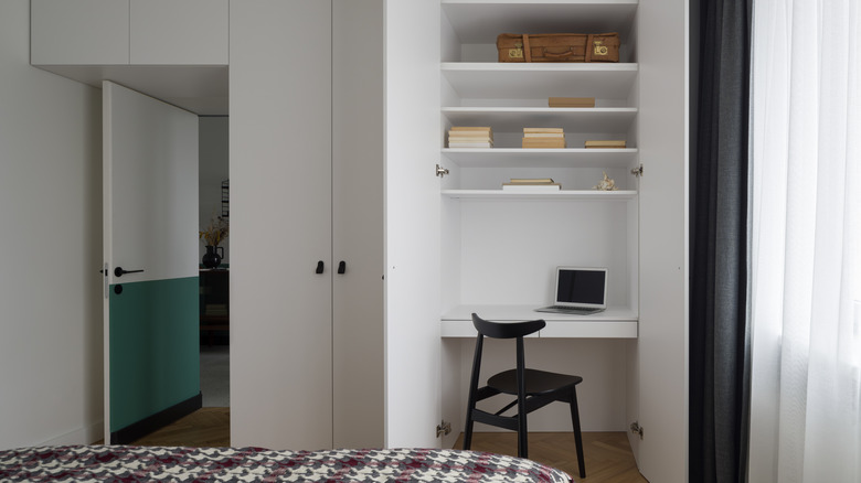 Desk in cabinet