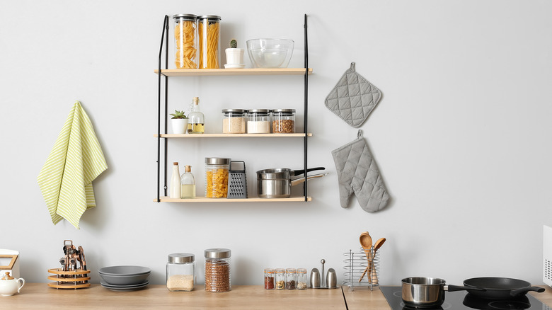 small black and wood shelf