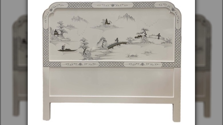 White chinoiserie headboard