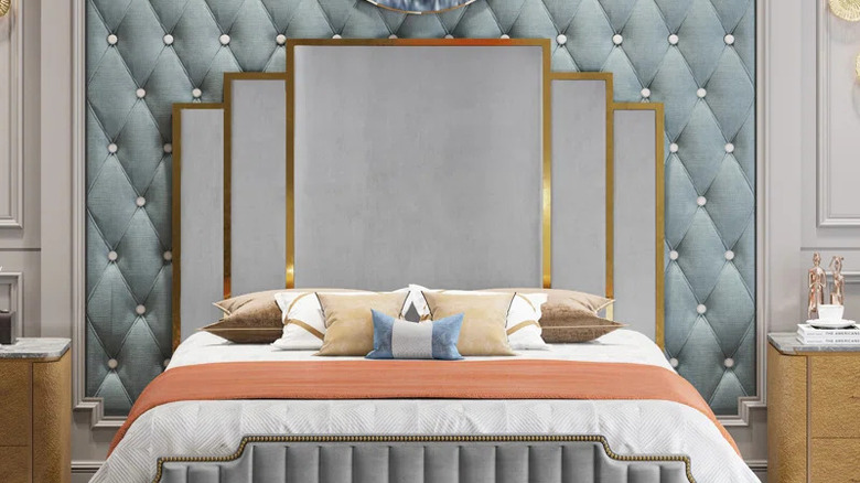 Headboard with gold accents