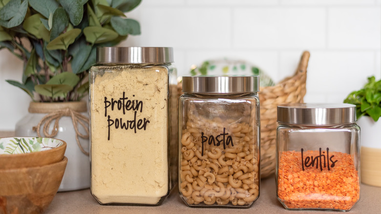 Pantry jars on counter