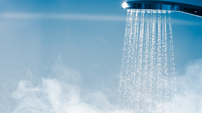 Shower head with steam rising