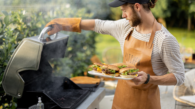 safely grilling in yard