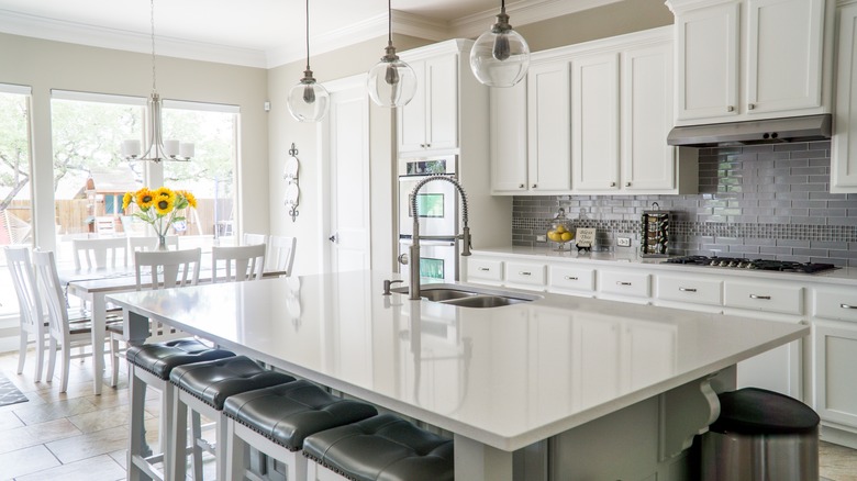 White kitchen and dining room