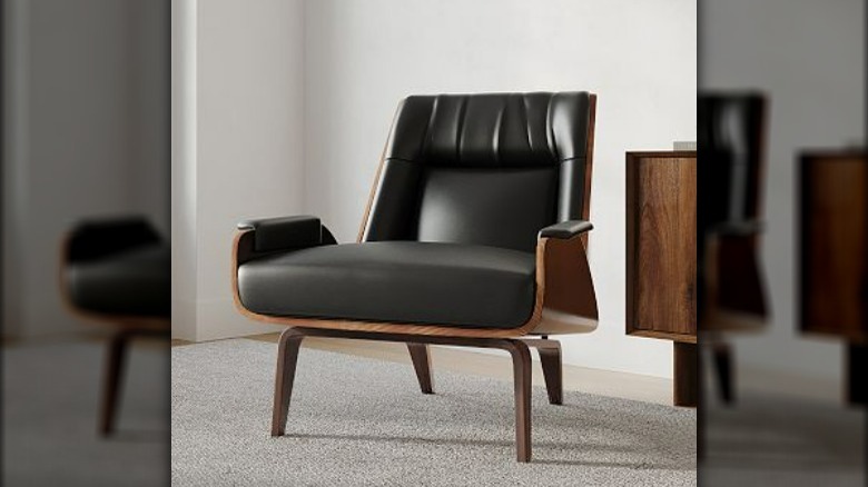 Black leather lounge chair