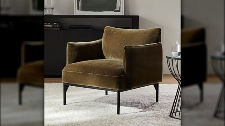 Olive colored armchair