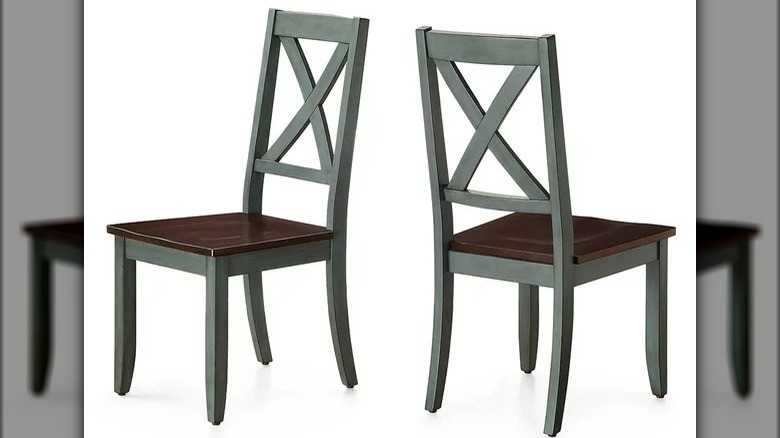 Green and brown dining chairs