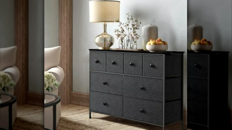 dark gray fabric dresser