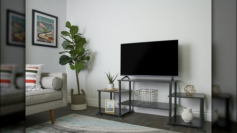 Simple black entertainment center