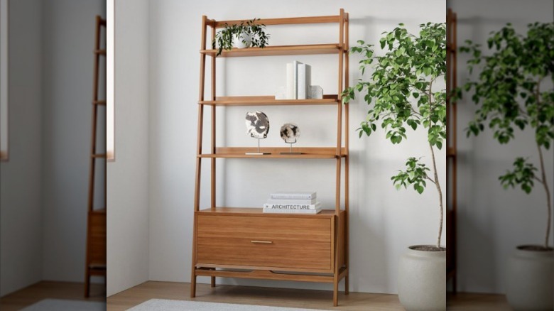 wooden bookcase with drawer