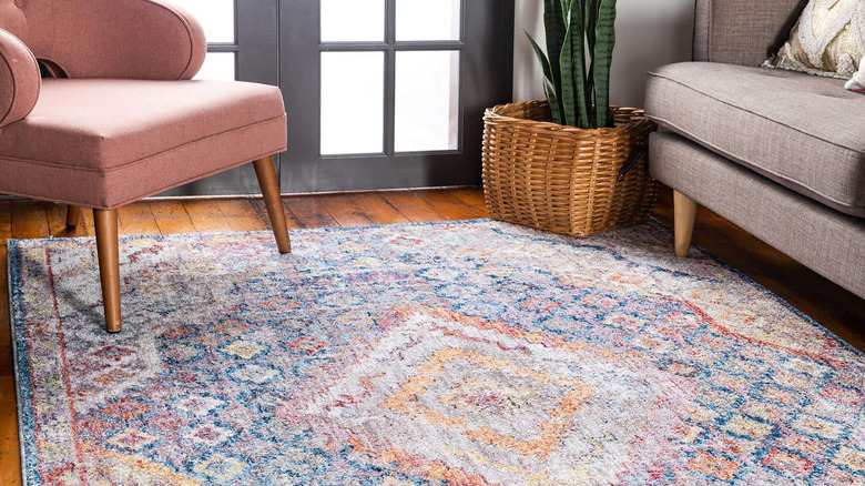 Brightly colored patterned rug