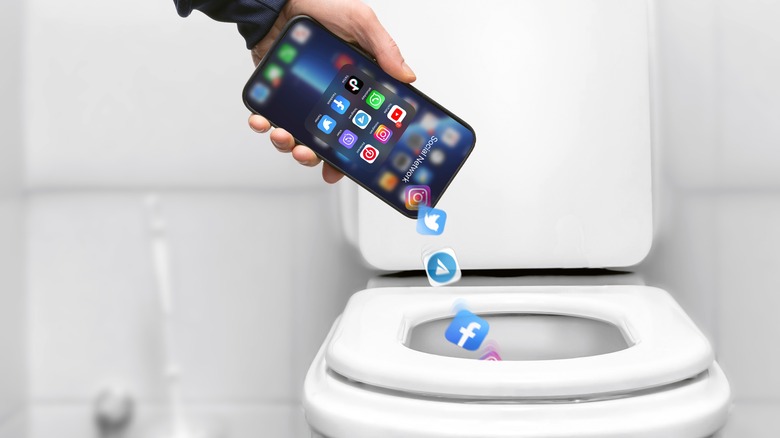 Phone falling into toilet