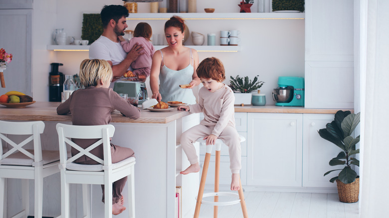 busy family in the kitchen