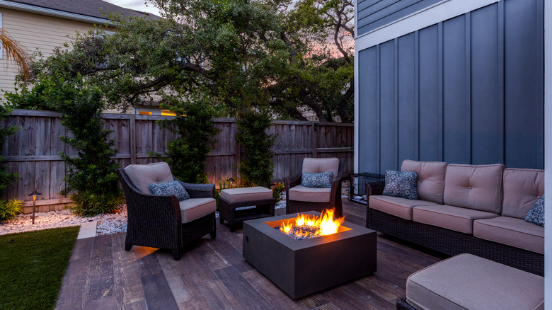 Fire pit on patio