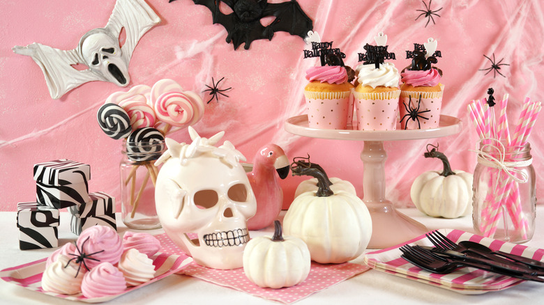 Pink and white halloween treats