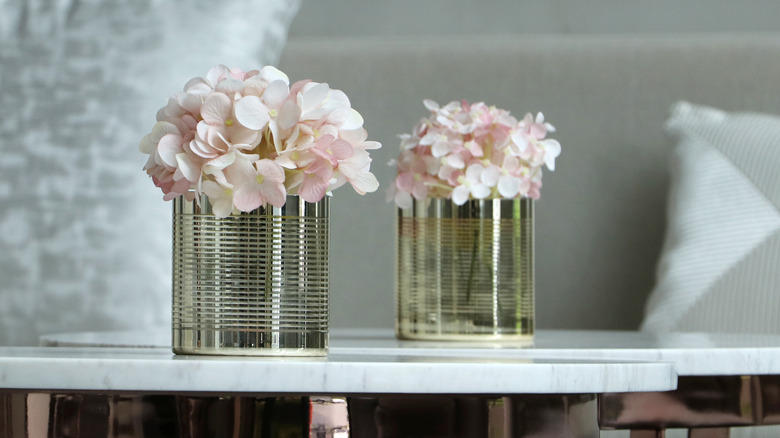 Faux flowers on table