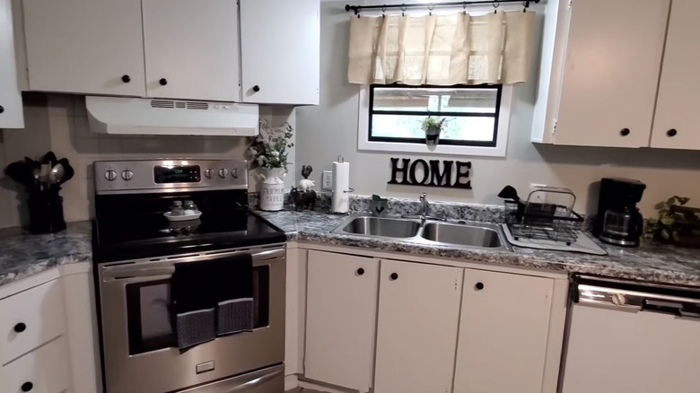 black and white kitchen