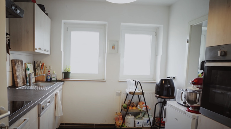 packed kitchen without counter space