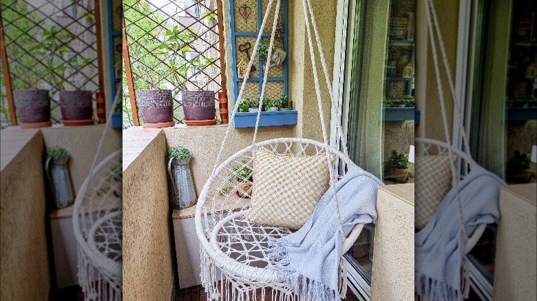 Hanging macrame chair