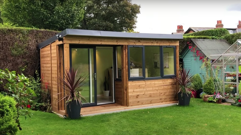 modern wooden backyard office