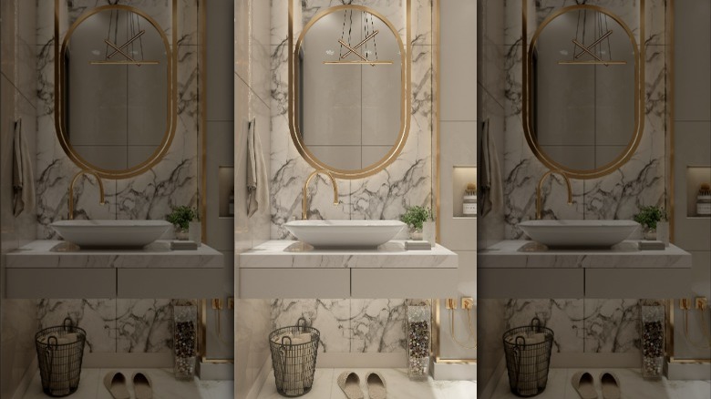 Gold and marble bathroom vanity