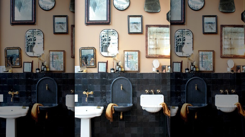 Bathroom mirror gallery wall