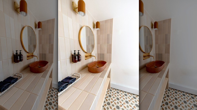 Terracotta sink bathroom vanity 