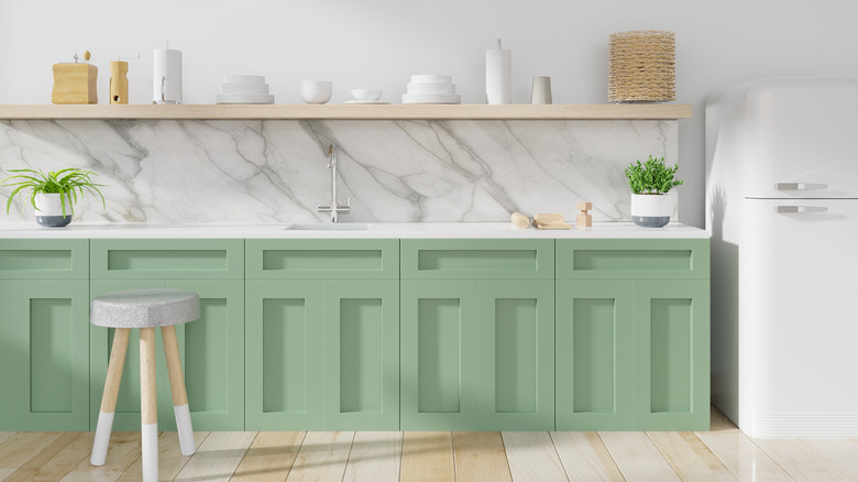 Light green kitchen cabinets 