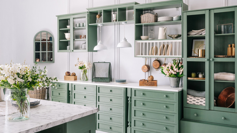 Pistachio  Kitchen cabinet styles, Green kitchen cabinets