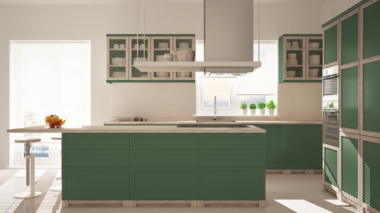 Modern kitchen green counters 