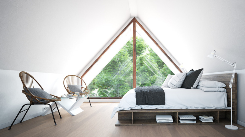 modern attic bedroom