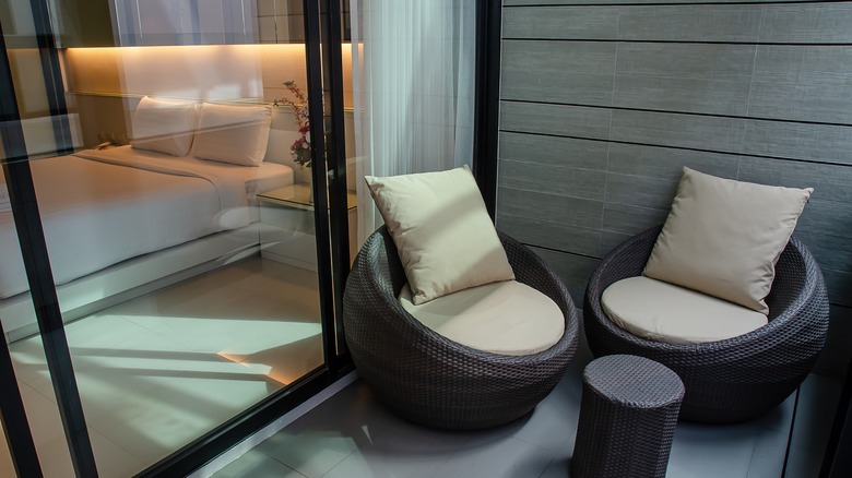 bedroom sitting area on balcony