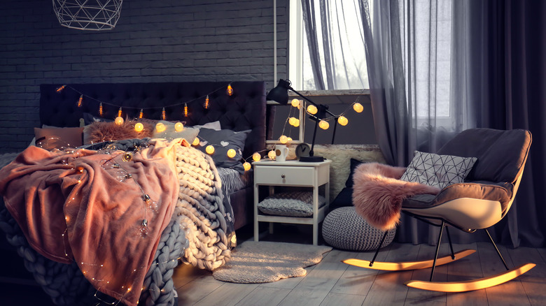 rocking chair in cozy bedroom