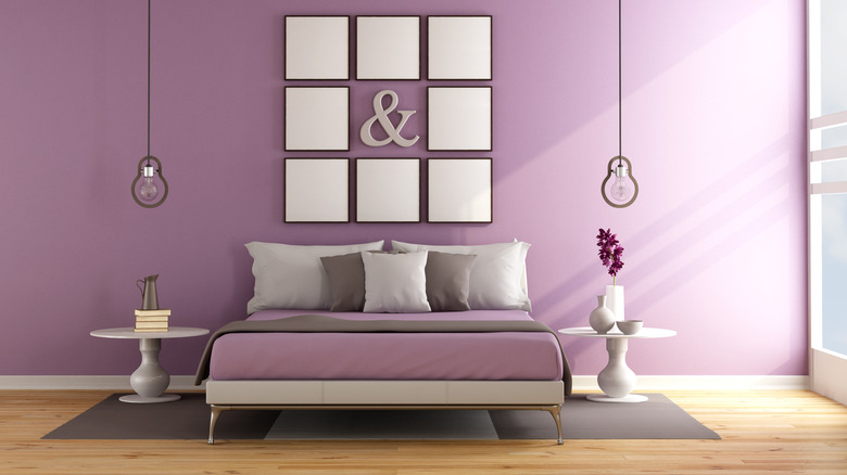 A purple bedroom design