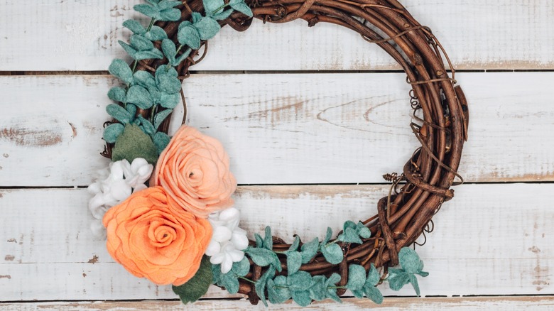 orange and green floral wreath