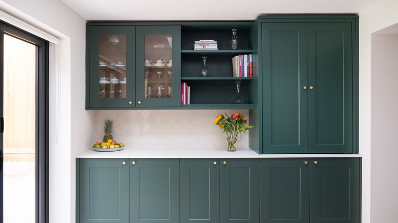 deep green and white cabinet