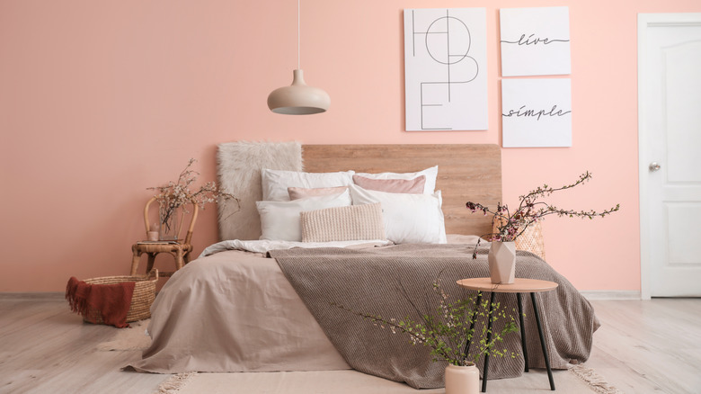 peachy pink bedroom 