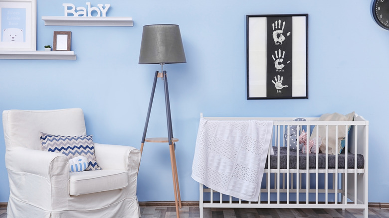 blue nursery with sentimental art